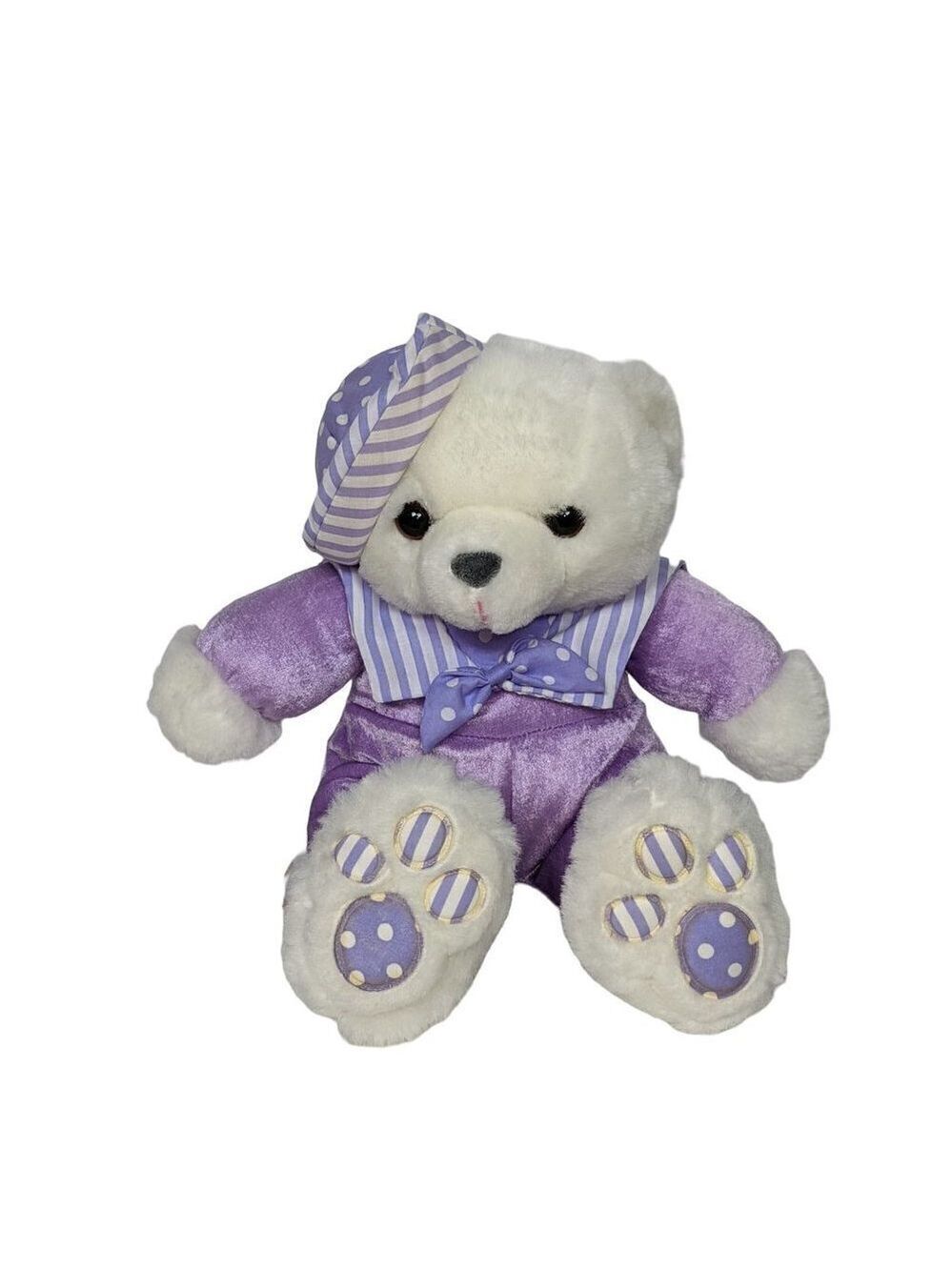 TB Trading White Teddy Bear 14 Inch Purple Outfit